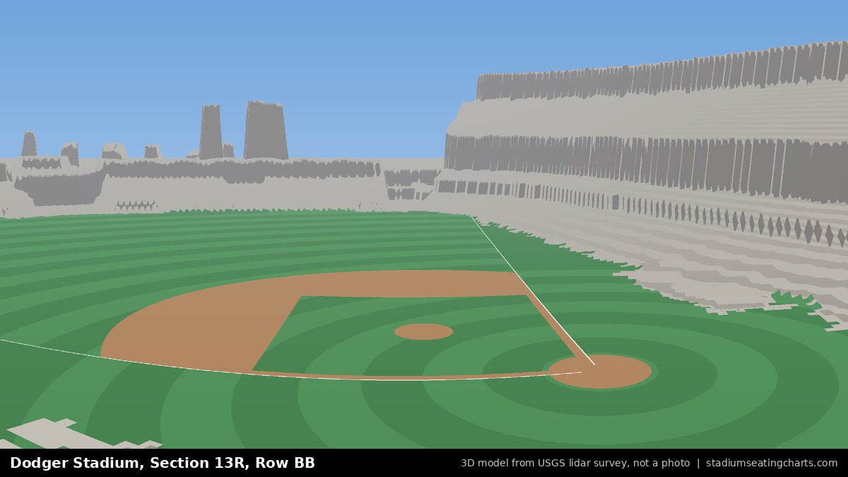 View from Dodger Stadium Section 13R, Row BB, looking toward the pitcher's mound