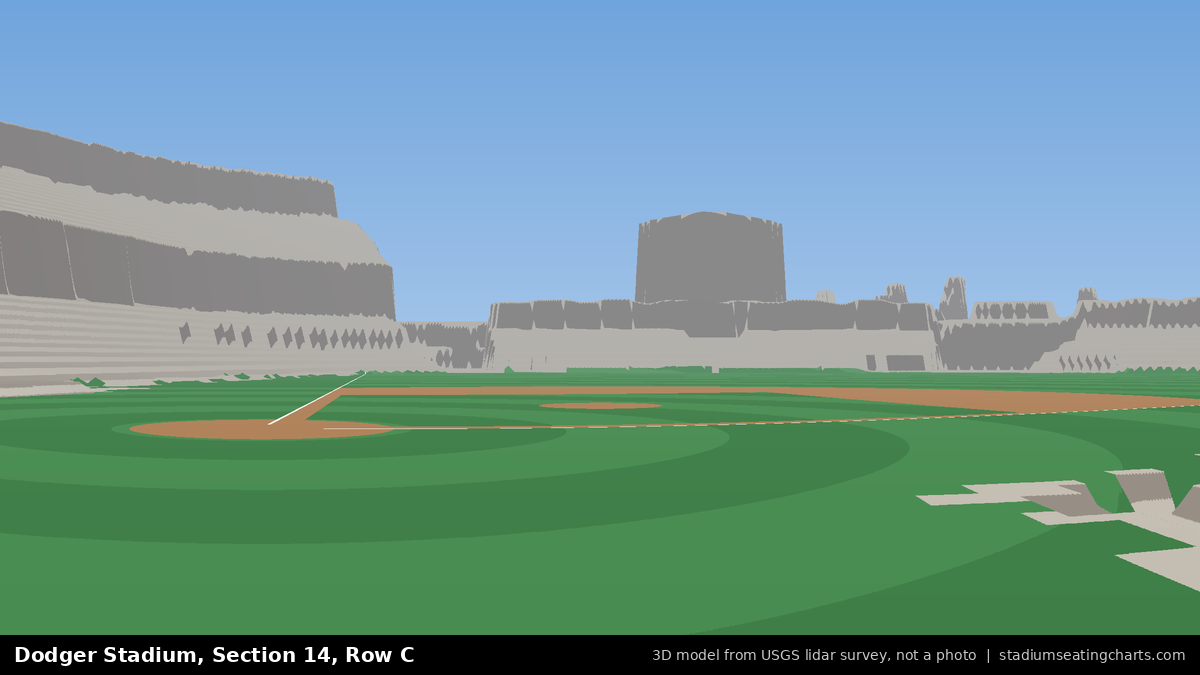 View from Dodger Stadium Section 14, Row C, looking toward the pitcher's mound