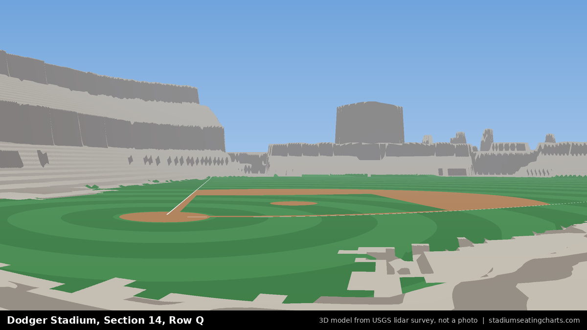 View from Dodger Stadium Section 14, Row Q, looking toward the pitcher's mound