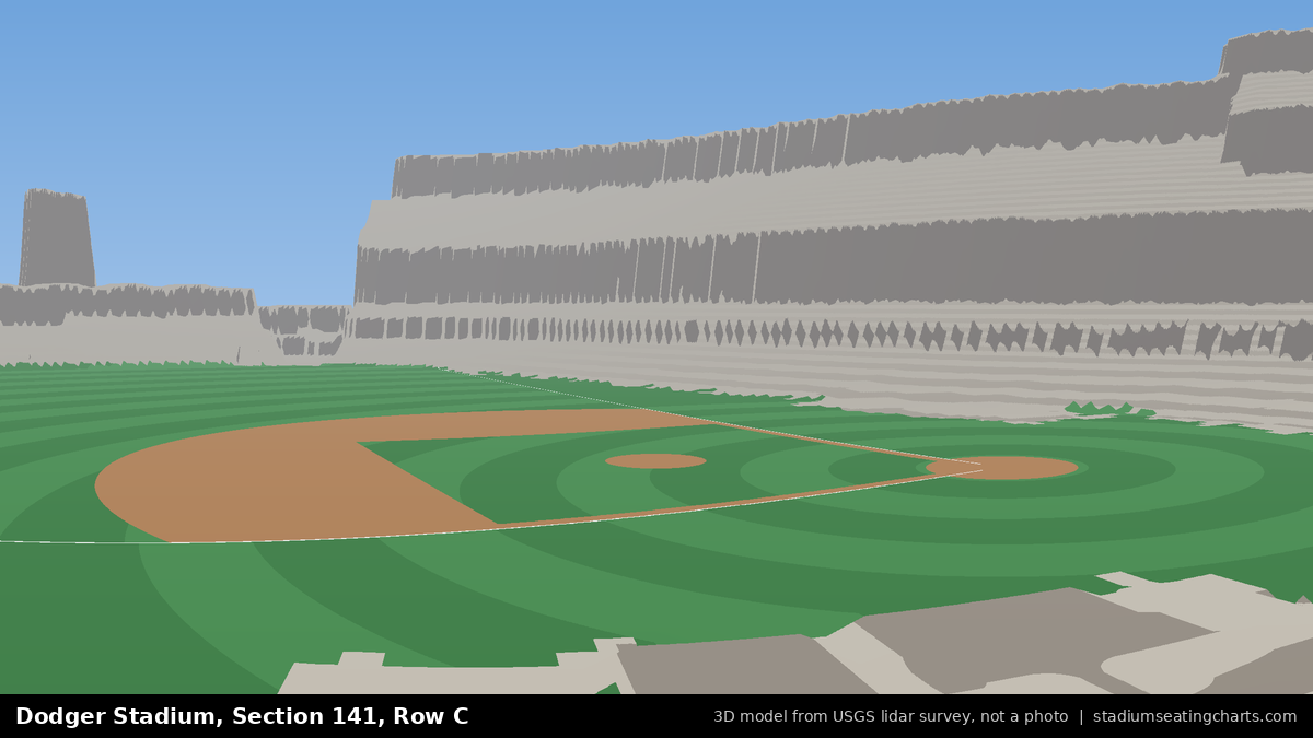 View from Dodger Stadium Section 141, Row C, looking toward the pitcher's mound