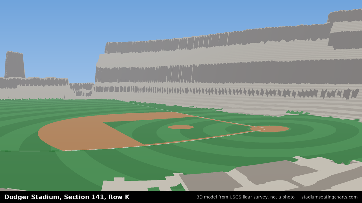 View from Dodger Stadium Section 141, Row K, looking toward the pitcher's mound