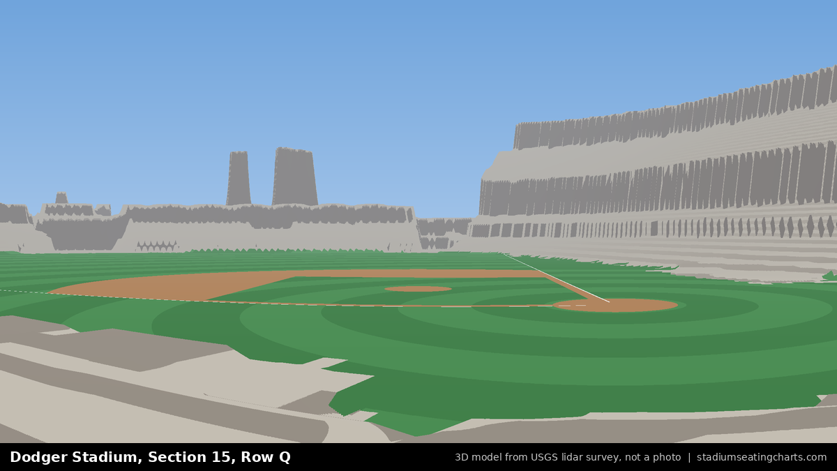 View from Dodger Stadium Section 15, Row Q, looking toward the pitcher's mound