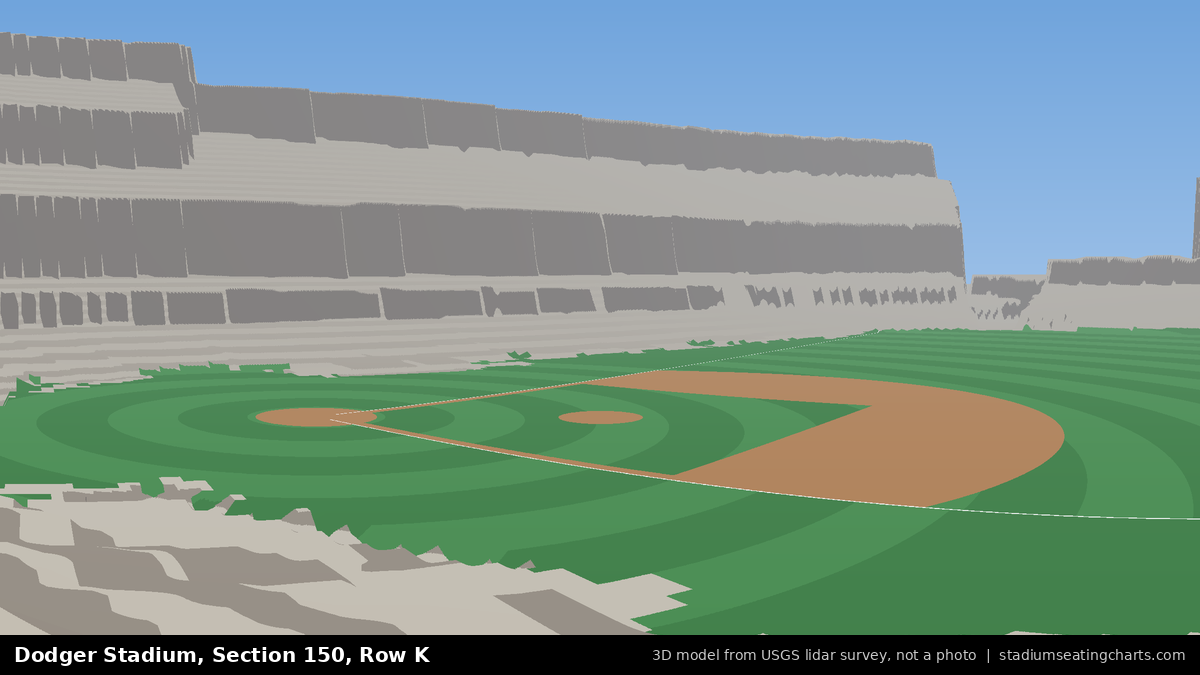 View from Dodger Stadium Section 150, Row K, looking toward the pitcher's mound