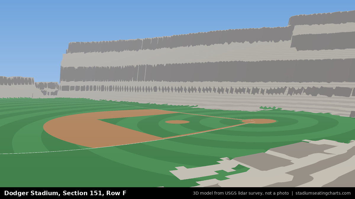 View from Dodger Stadium Section 151, Row F, looking toward the pitcher's mound