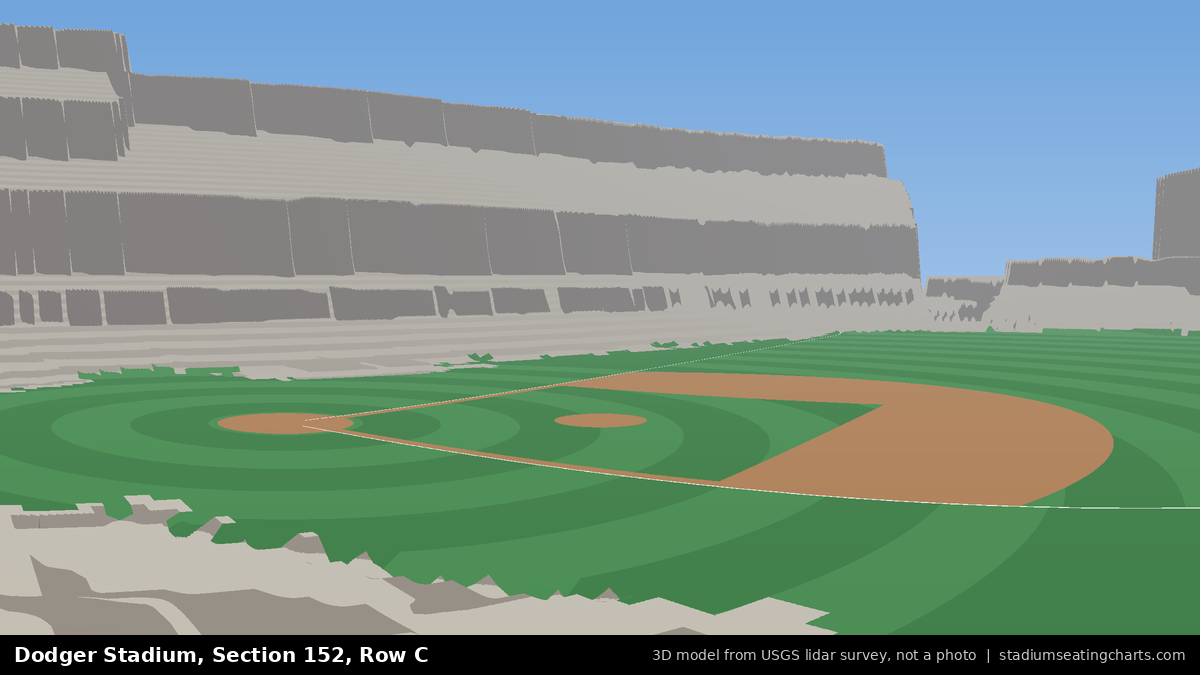 View from Dodger Stadium Section 152, Row C, looking toward the pitcher's mound