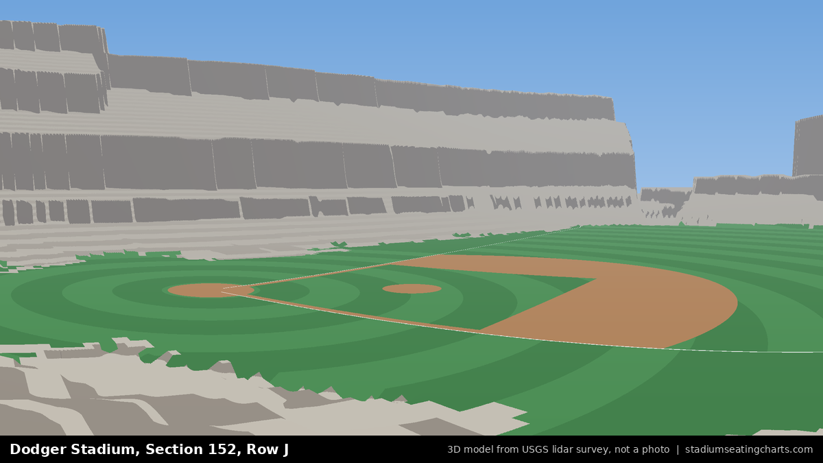 View from Dodger Stadium Section 152, Row J, looking toward the pitcher's mound