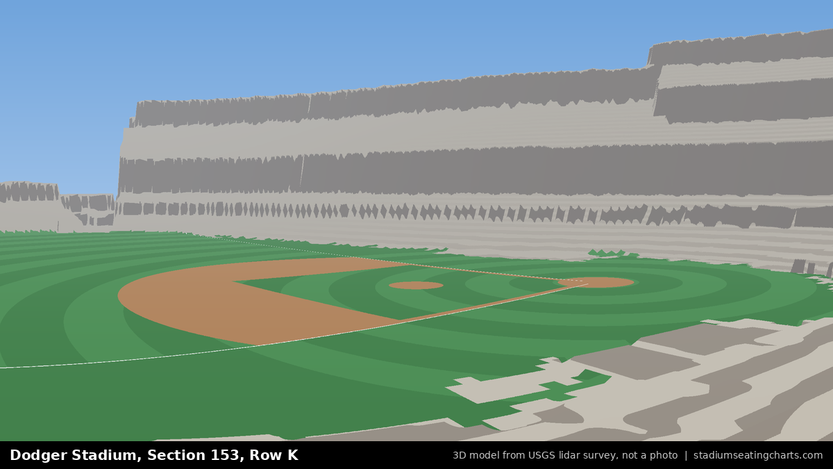 View from Dodger Stadium Section 153, Row K, looking toward the pitcher's mound