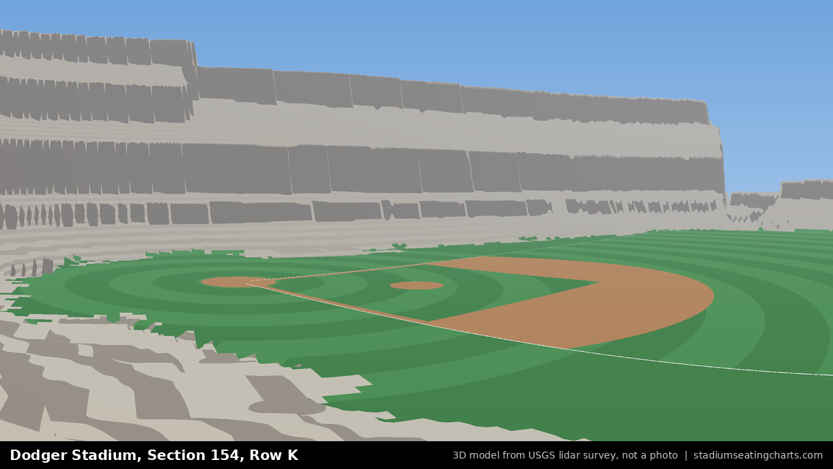 View from Dodger Stadium Section 154, Row K, looking toward the pitcher's mound