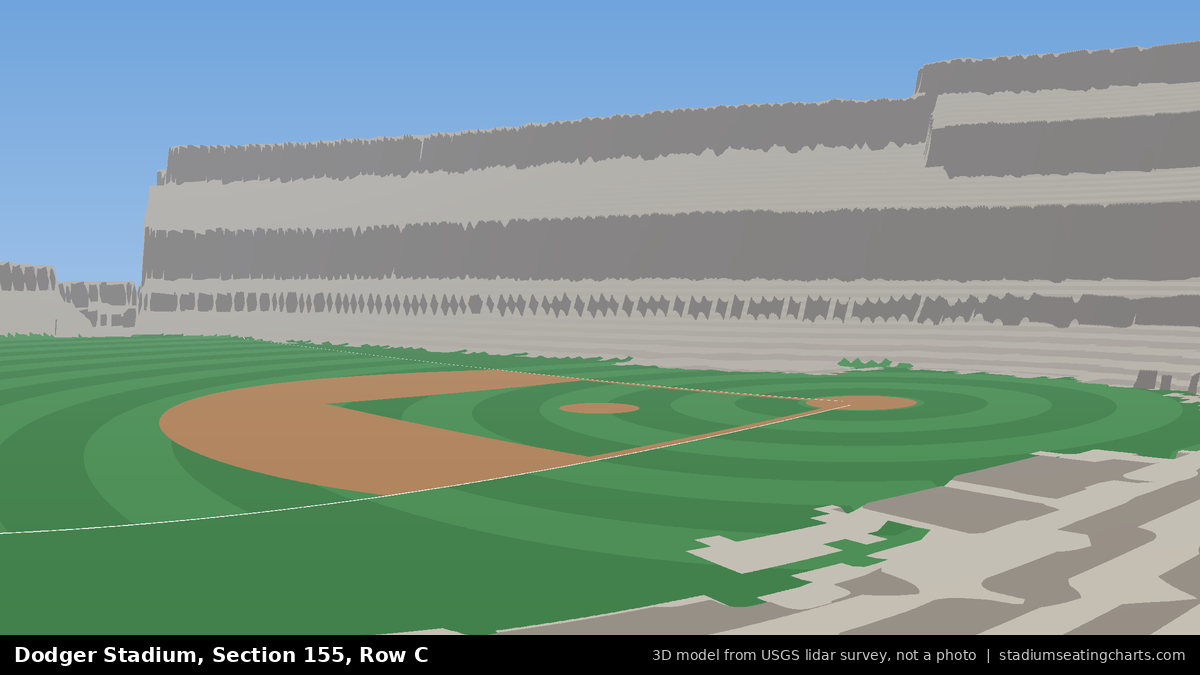 View from Dodger Stadium Section 155, Row C, looking toward the pitcher's mound