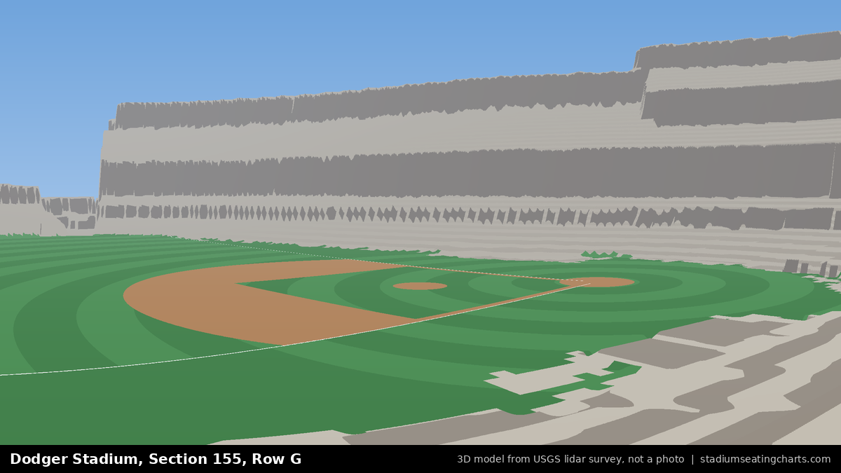 View from Dodger Stadium Section 155, Row G, looking toward the pitcher's mound