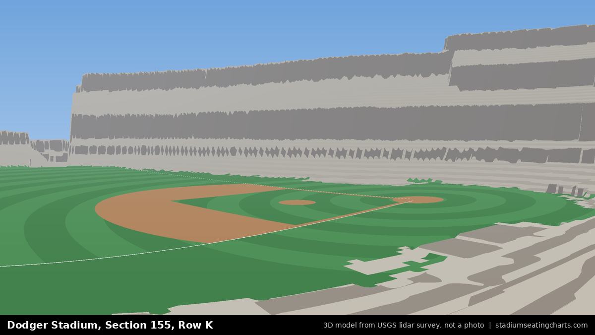 View from Dodger Stadium Section 155, Row K, looking toward the pitcher's mound