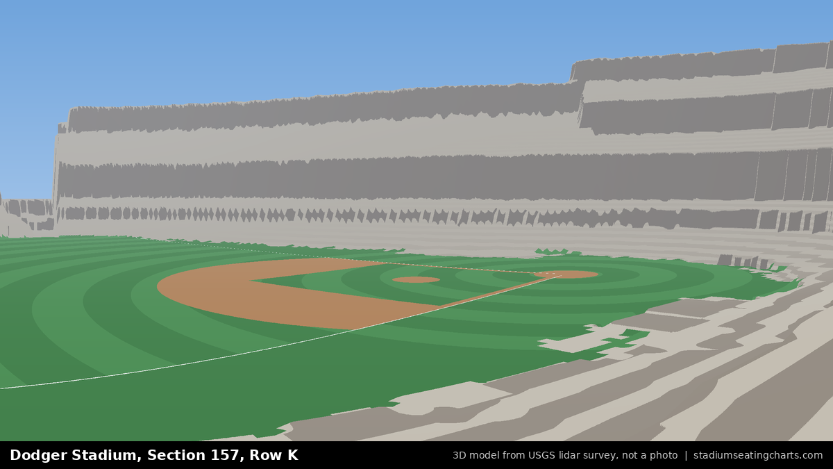 View from Dodger Stadium Section 157, Row K, looking toward the pitcher's mound