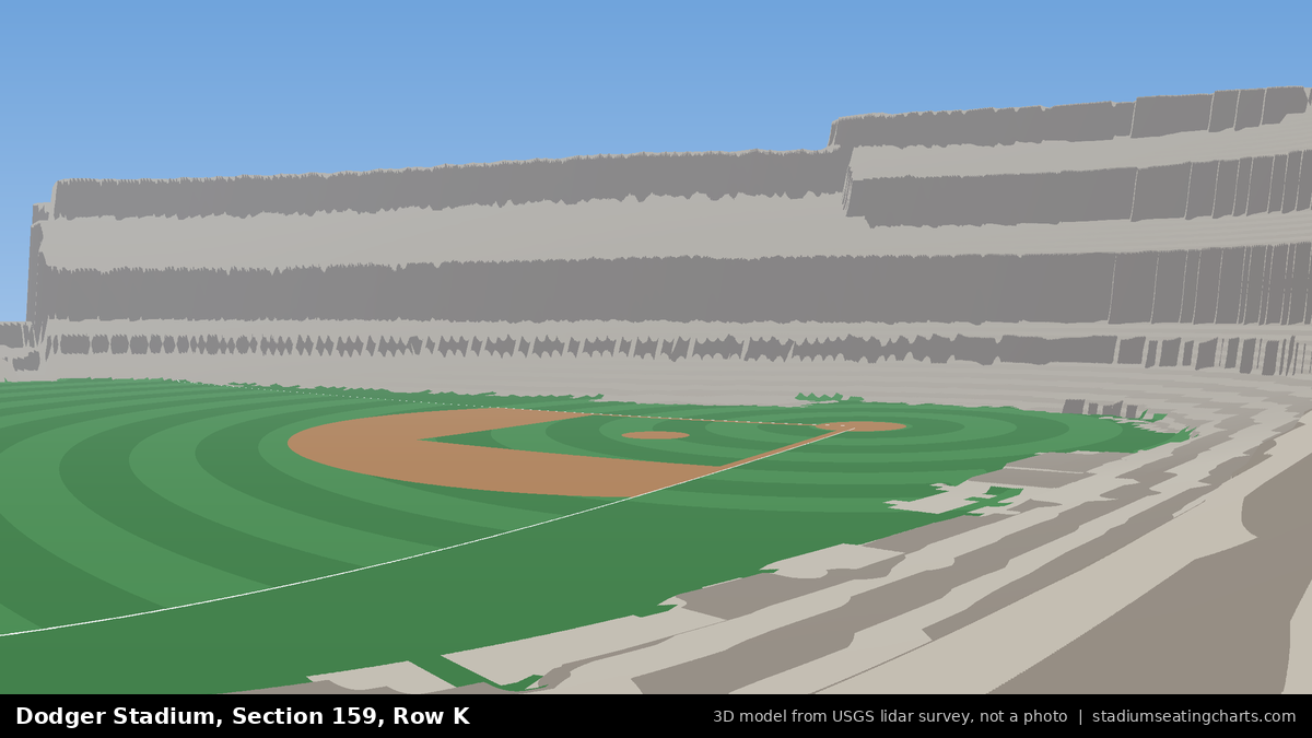 View from Dodger Stadium Section 159, Row K, looking toward the pitcher's mound