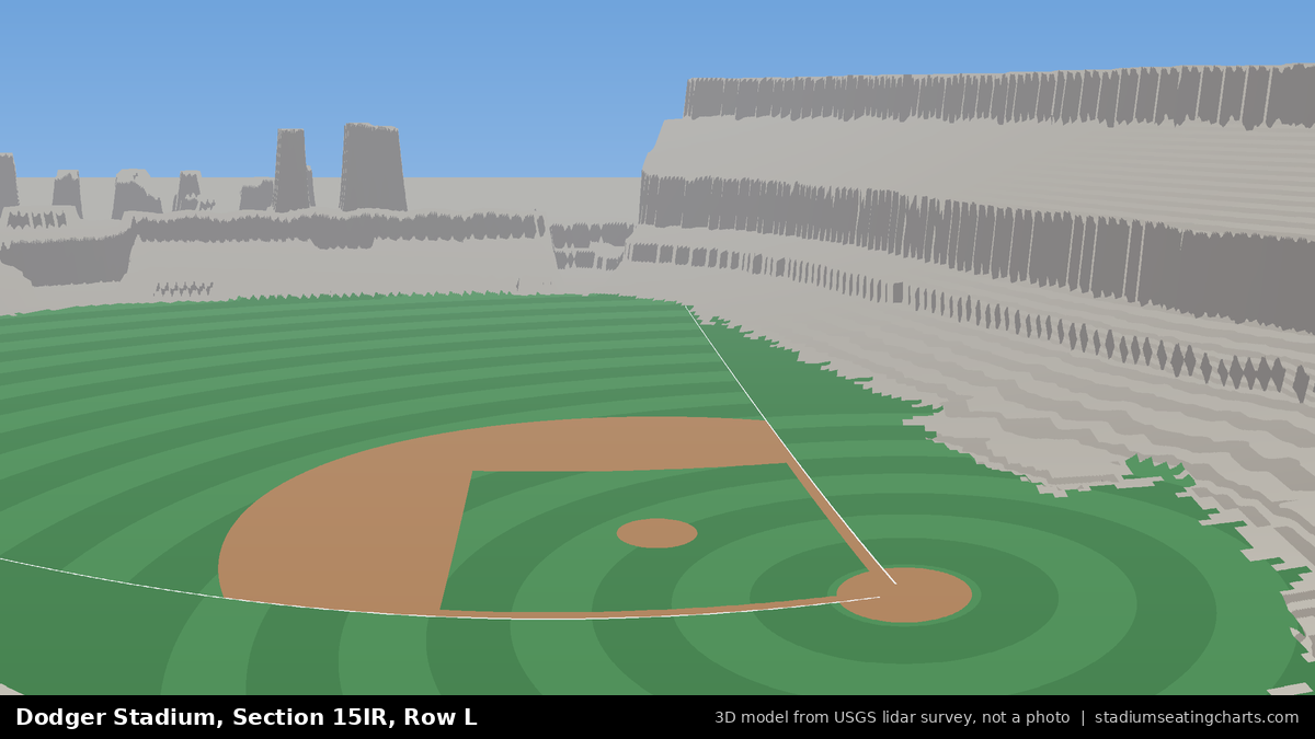 View from Dodger Stadium Section 15IR, Row L, looking toward the pitcher's mound