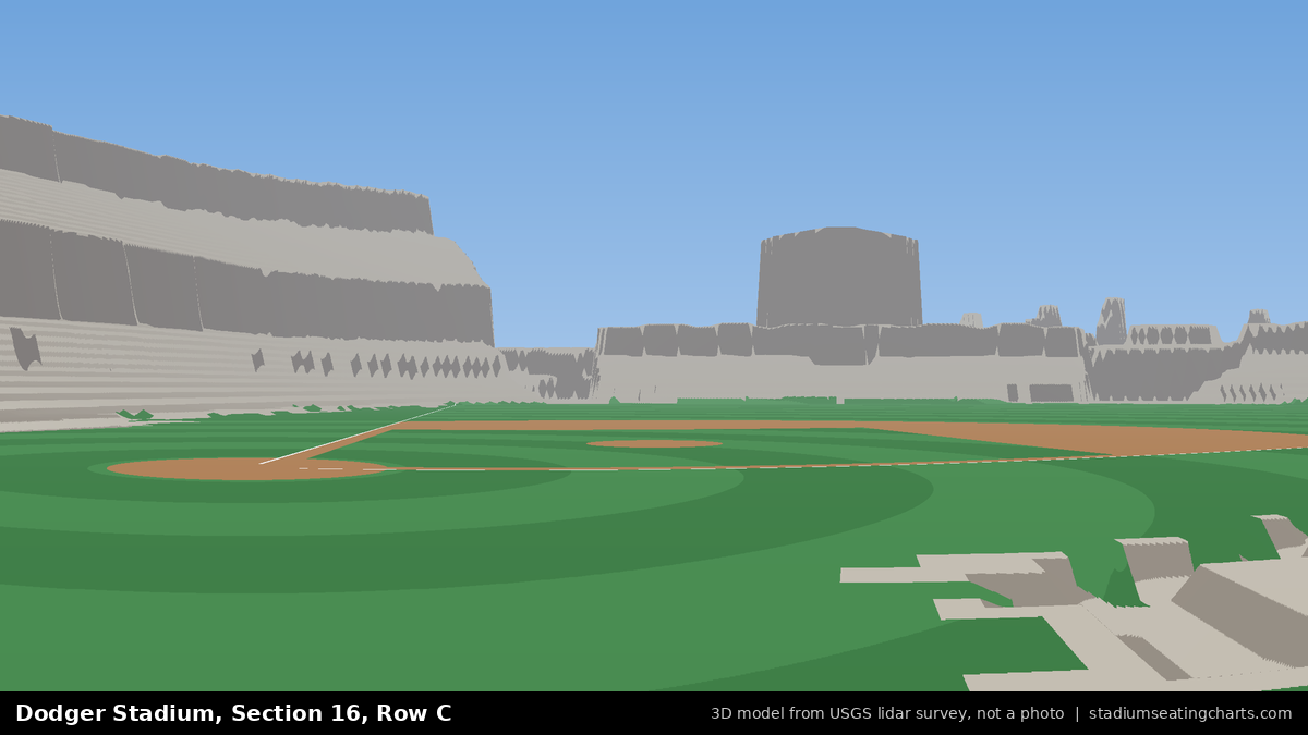 View from Dodger Stadium Section 16, Row C, looking toward the pitcher's mound