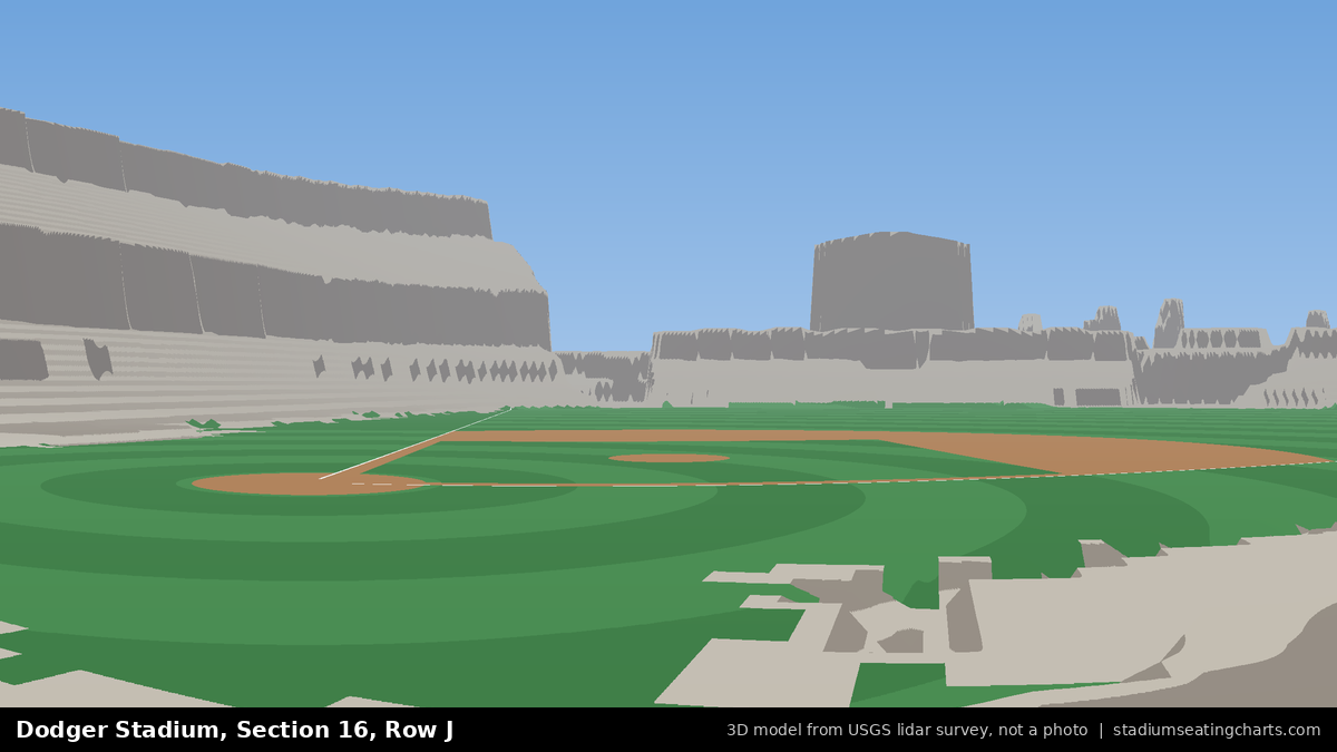 View from Dodger Stadium Section 16, Row J, looking toward the pitcher's mound