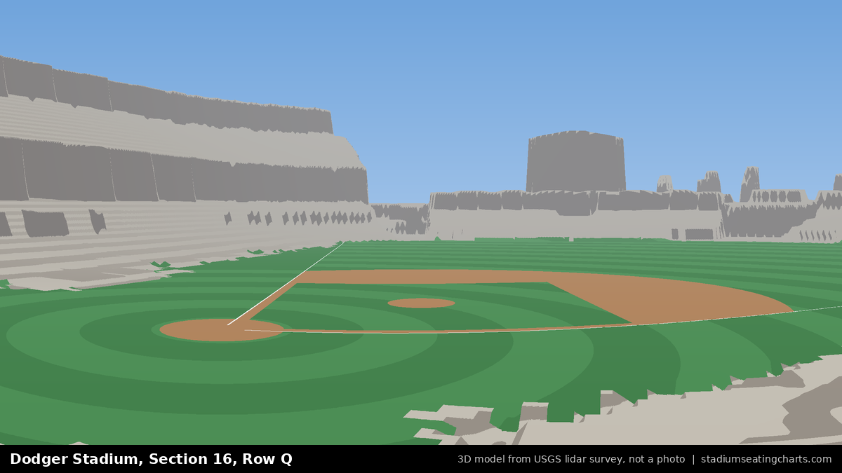 View from Dodger Stadium Section 16, Row Q, looking toward the pitcher's mound