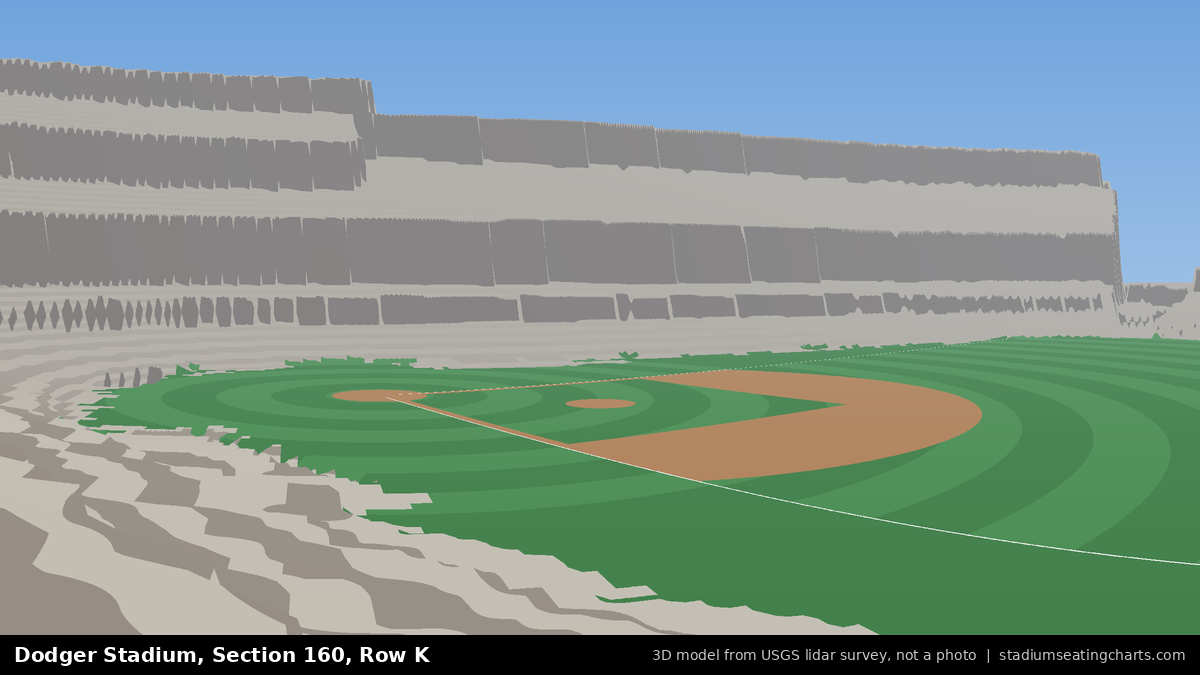 View from Dodger Stadium Section 160, Row K, looking toward the pitcher's mound