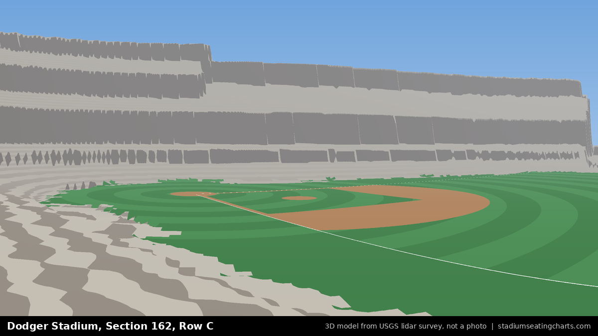 View from Dodger Stadium Section 162, Row C, looking toward the pitcher's mound