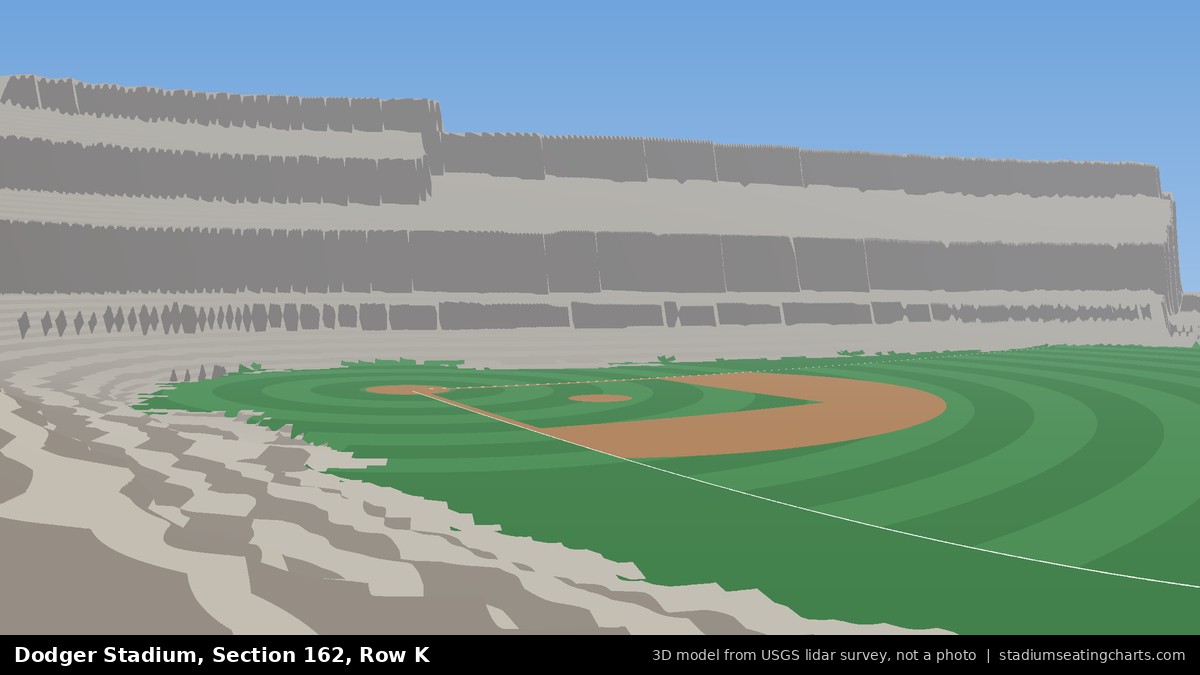 View from Dodger Stadium Section 162, Row K, looking toward the pitcher's mound