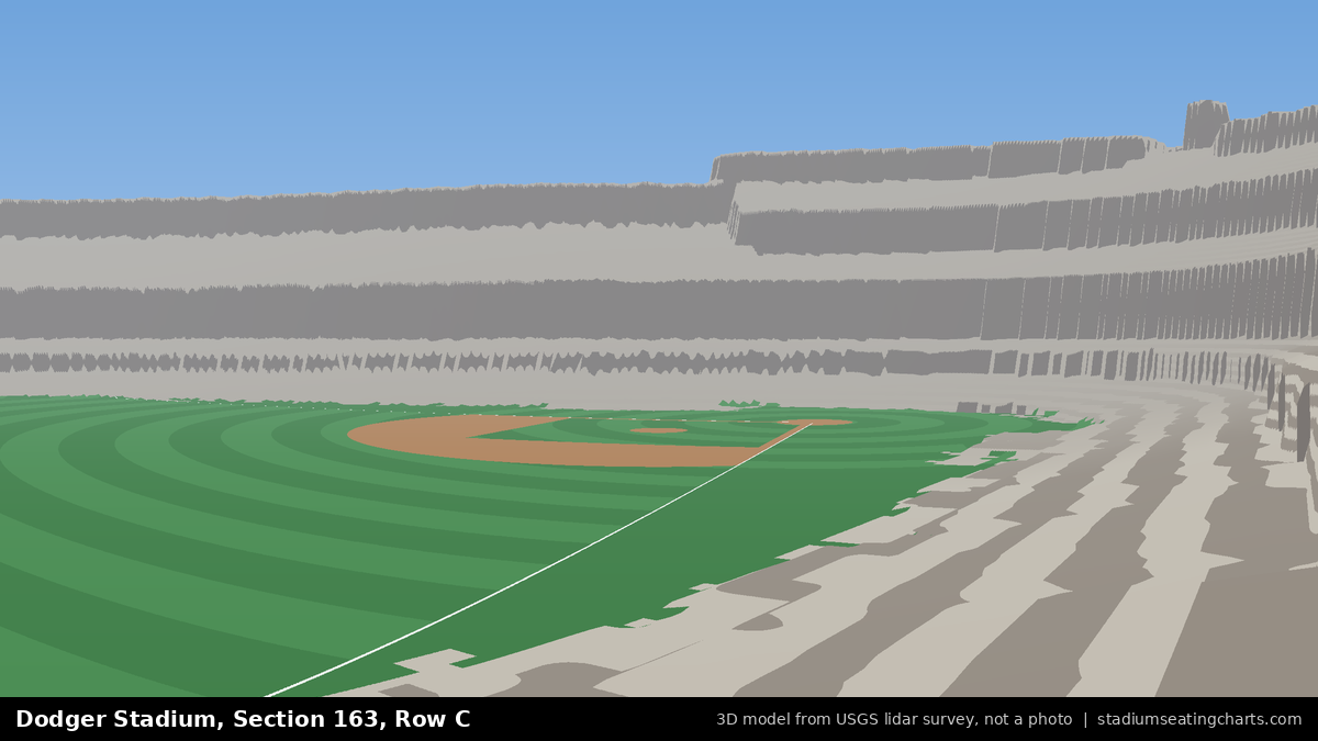 View from Dodger Stadium Section 163, Row C, looking toward the pitcher's mound