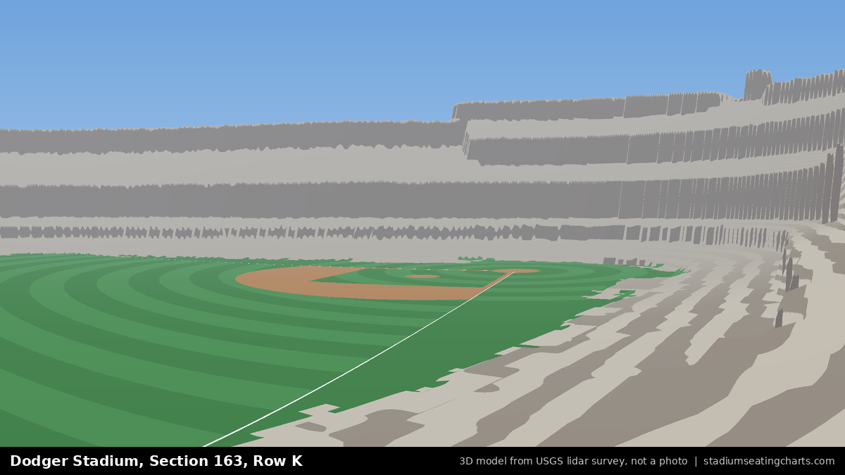 View from Dodger Stadium Section 163, Row K, looking toward the pitcher's mound