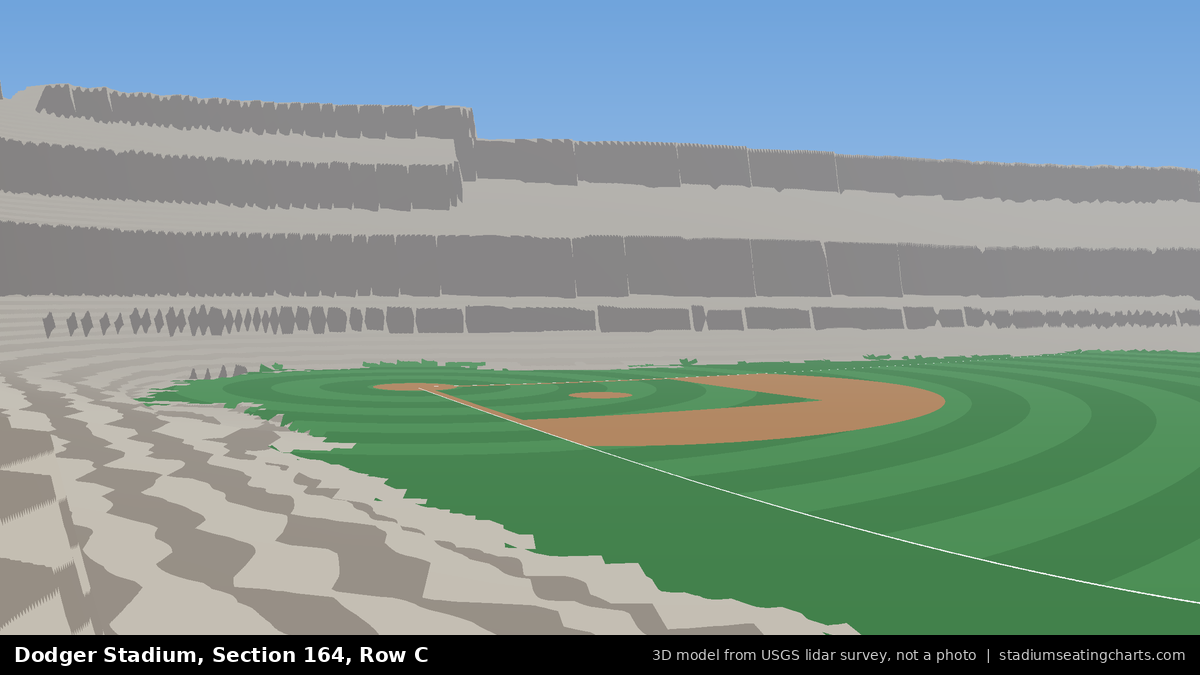 View from Dodger Stadium Section 164, Row C, looking toward the pitcher's mound