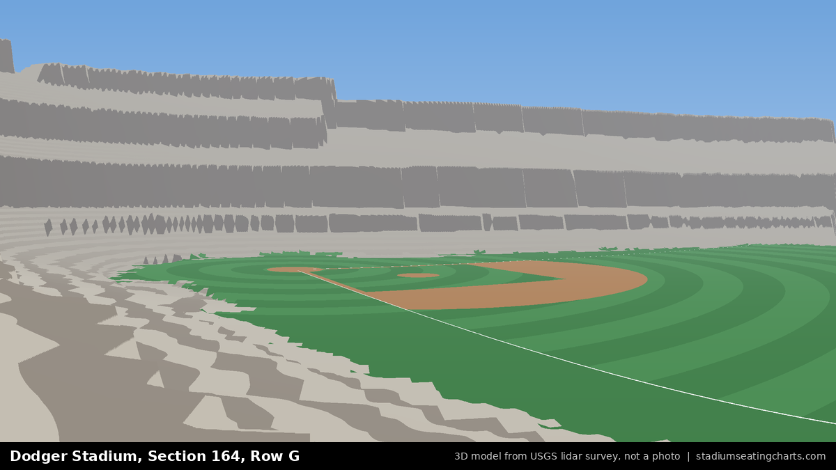 View from Dodger Stadium Section 164, Row G, looking toward the pitcher's mound