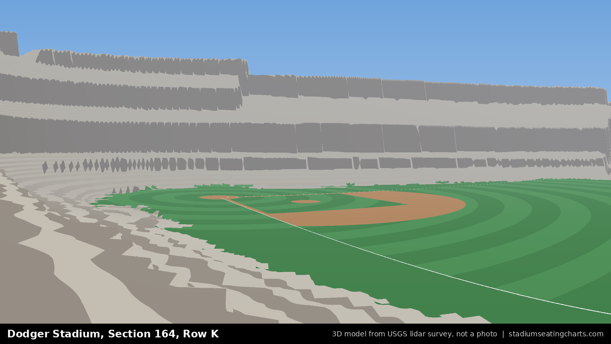 View from Dodger Stadium Section 164, Row K, looking toward the pitcher's mound