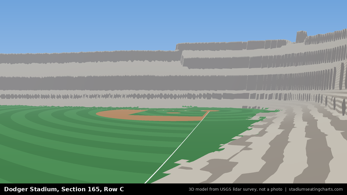 View from Dodger Stadium Section 165, Row C, looking toward the pitcher's mound