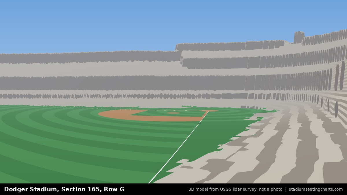 View from Dodger Stadium Section 165, Row G, looking toward the pitcher's mound