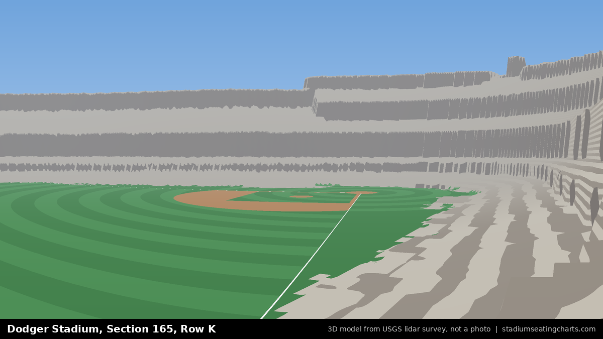 View from Dodger Stadium Section 165, Row K, looking toward the pitcher's mound