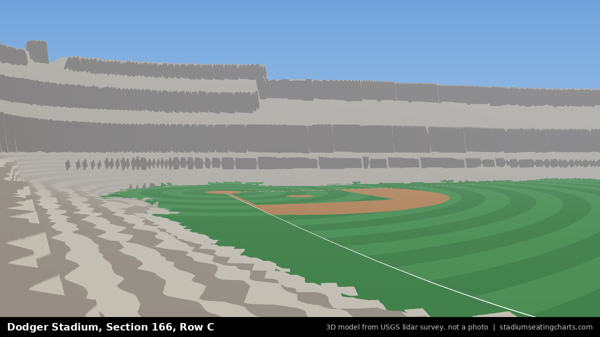 View from Dodger Stadium Section 166, Row C, looking toward the pitcher's mound