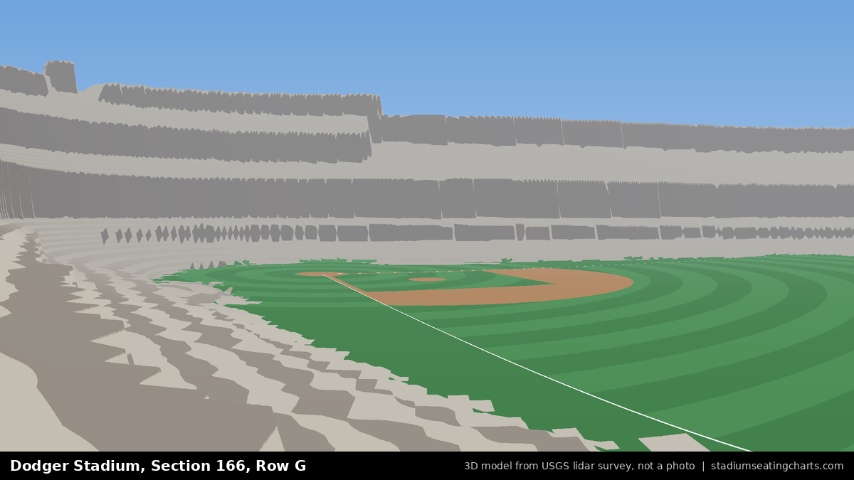 View from Dodger Stadium Section 166, Row G, looking toward the pitcher's mound