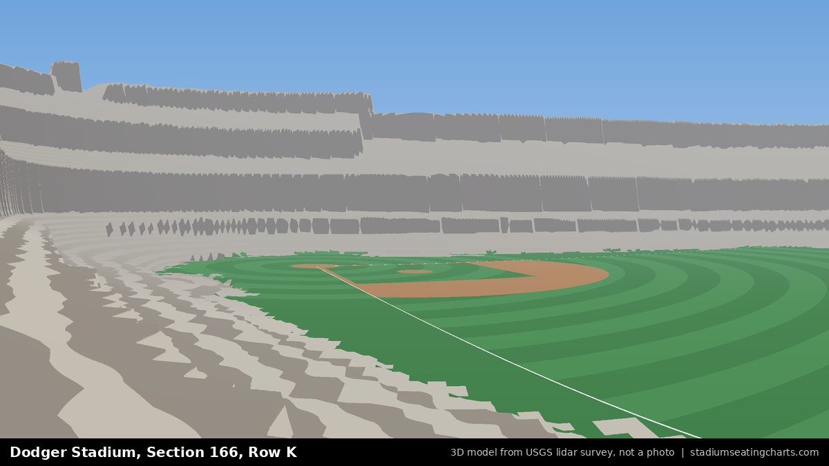 View from Dodger Stadium Section 166, Row K, looking toward the pitcher's mound