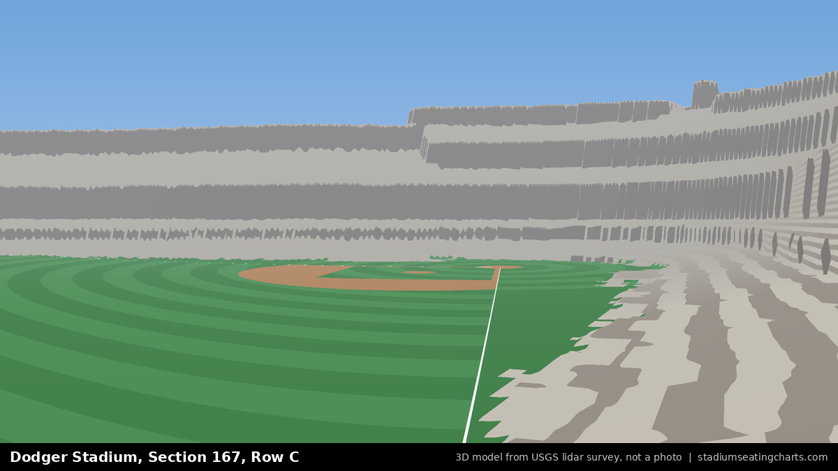 View from Dodger Stadium Section 167, Row C, looking toward the pitcher's mound