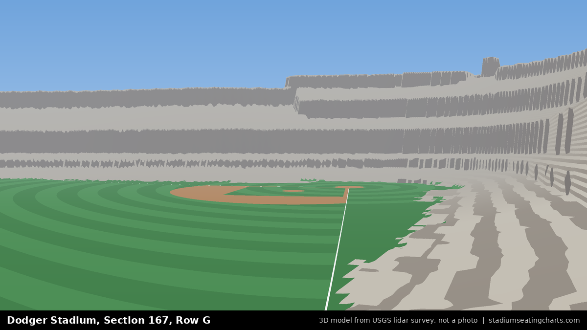 View from Dodger Stadium Section 167, Row G, looking toward the pitcher's mound
