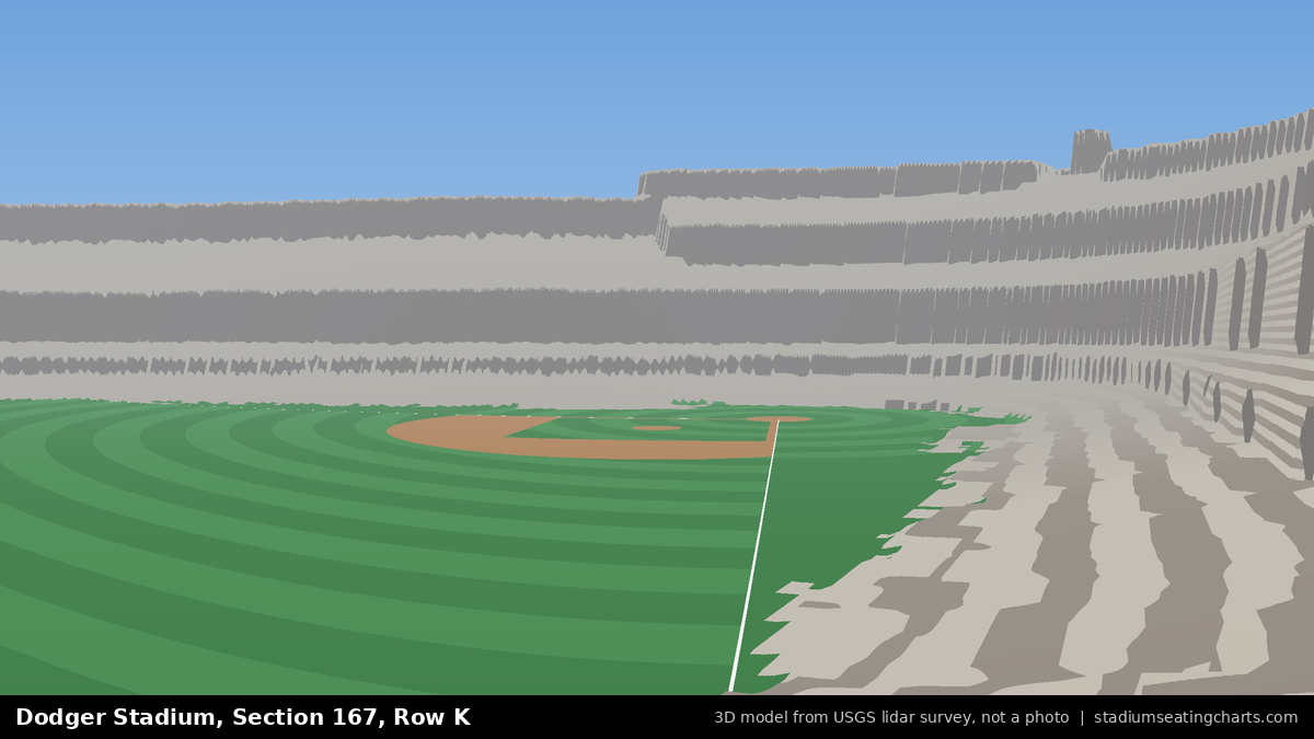 View from Dodger Stadium Section 167, Row K, looking toward the pitcher's mound