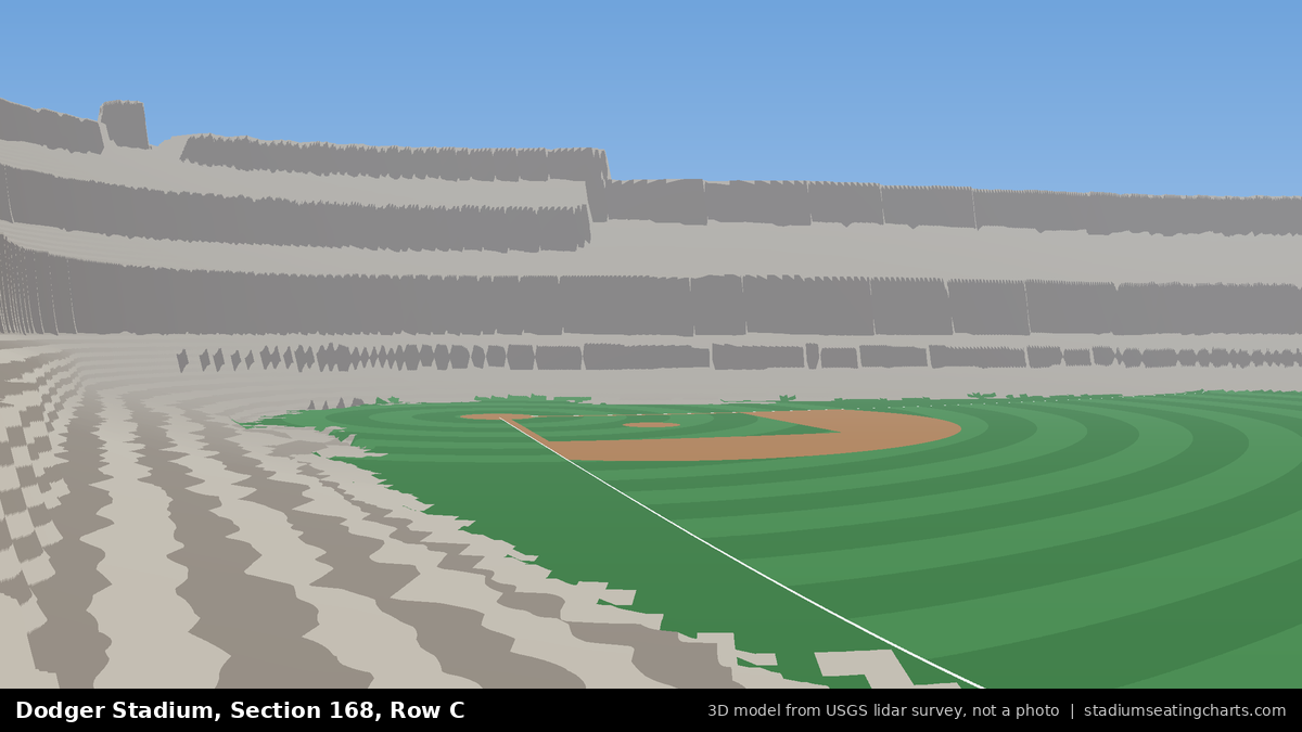 View from Dodger Stadium Section 168, Row C, looking toward the pitcher's mound