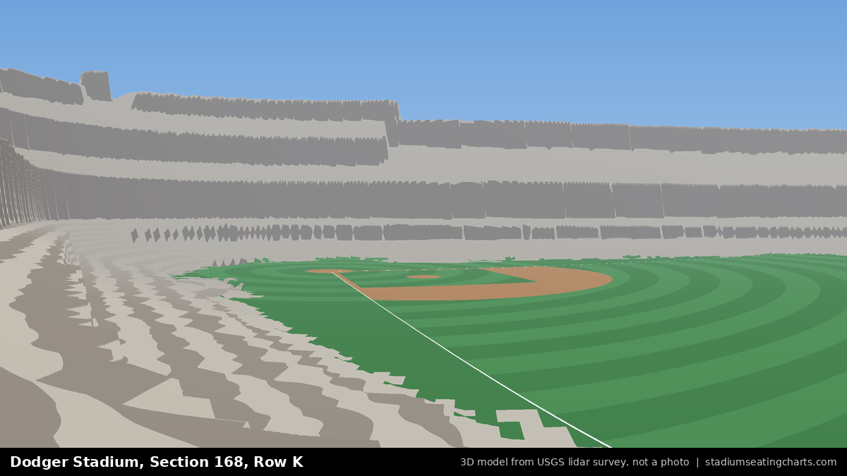 View from Dodger Stadium Section 168, Row K, looking toward the pitcher's mound