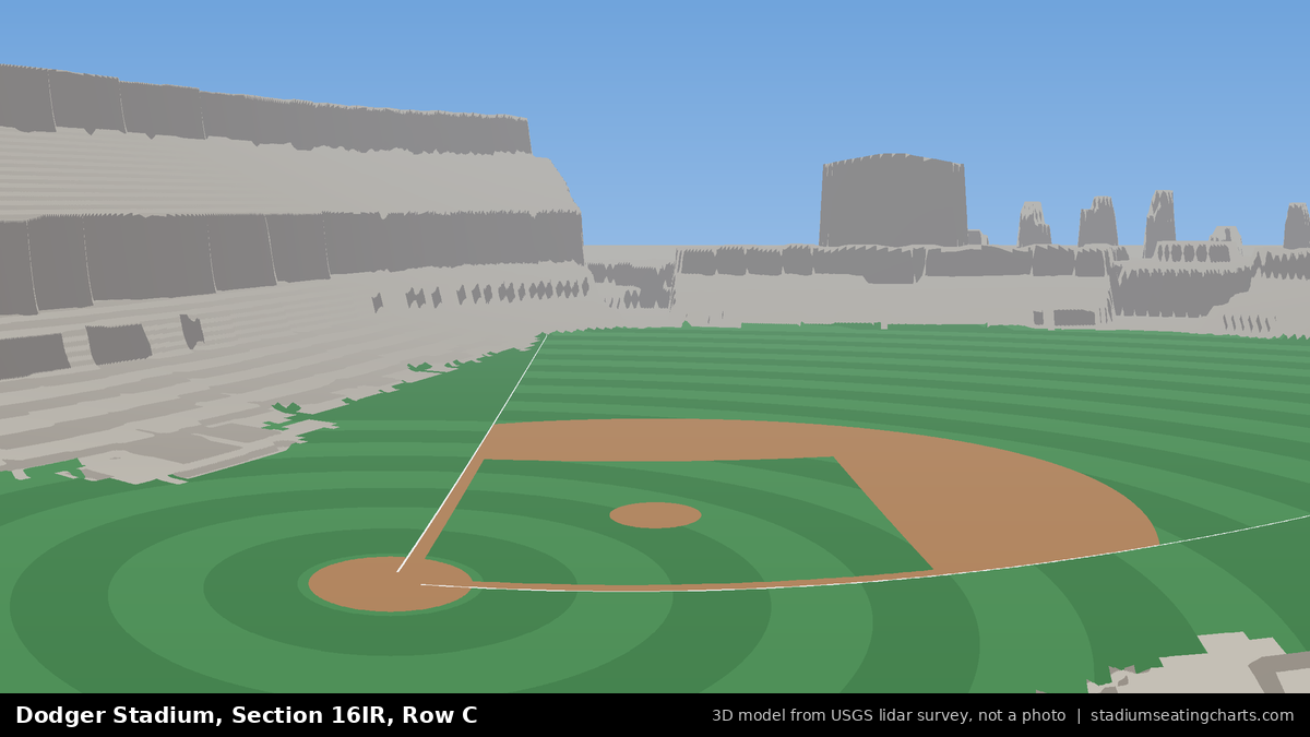 View from Dodger Stadium Section 16IR, Row C, looking toward the pitcher's mound