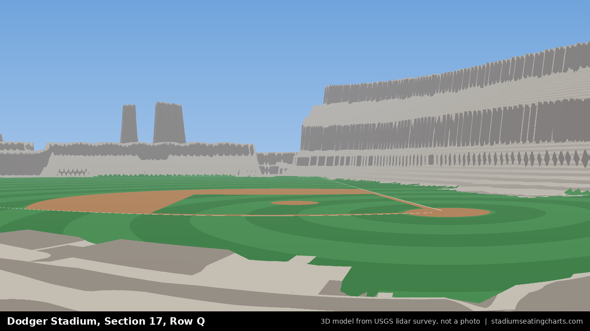 View from Dodger Stadium Section 17, Row Q, looking toward the pitcher's mound
