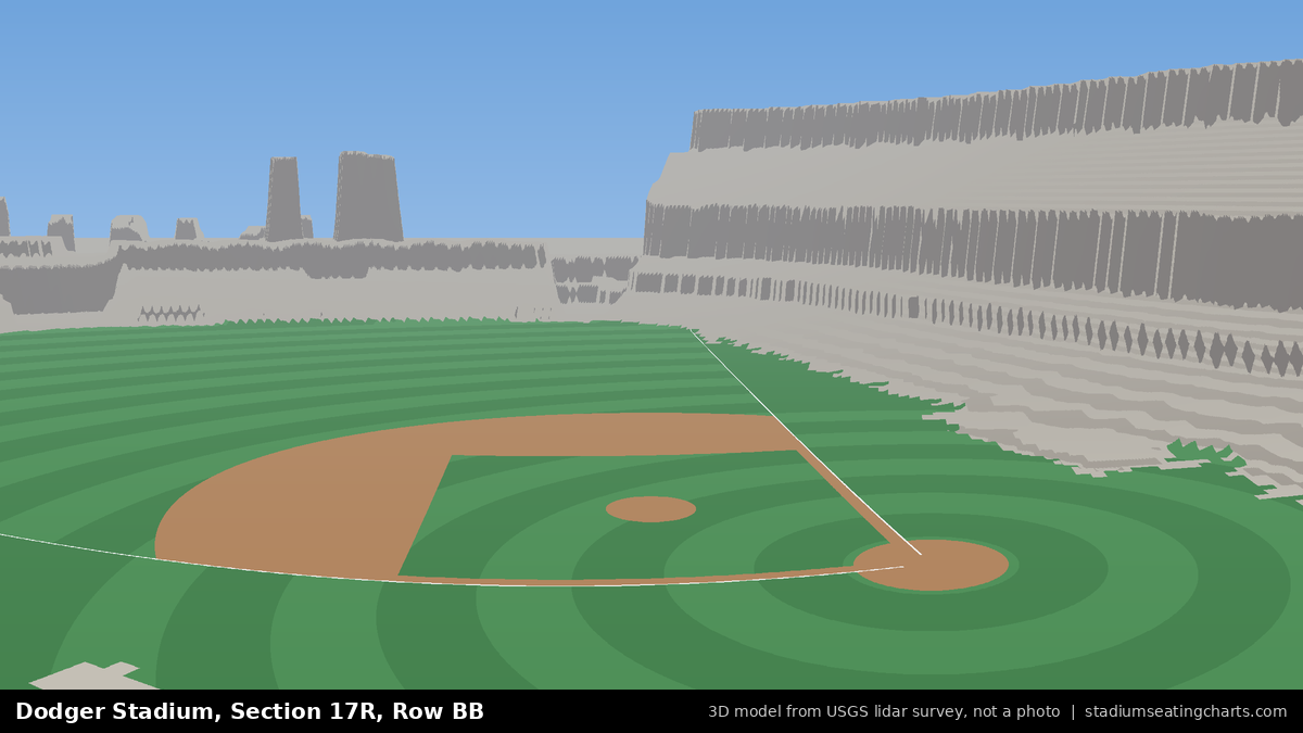 View from Dodger Stadium Section 17R, Row BB, looking toward the pitcher's mound
