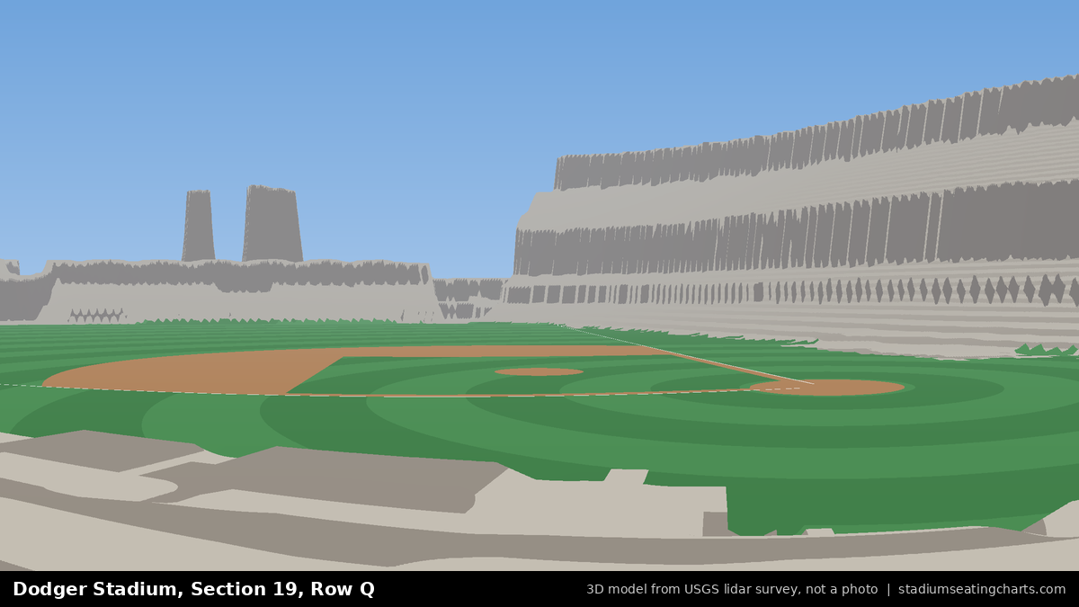 View from Dodger Stadium Section 19, Row Q, looking toward the pitcher's mound