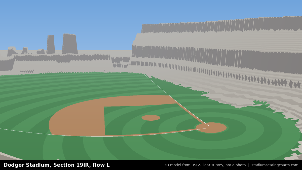 View from Dodger Stadium Section 19IR, Row L, looking toward the pitcher's mound