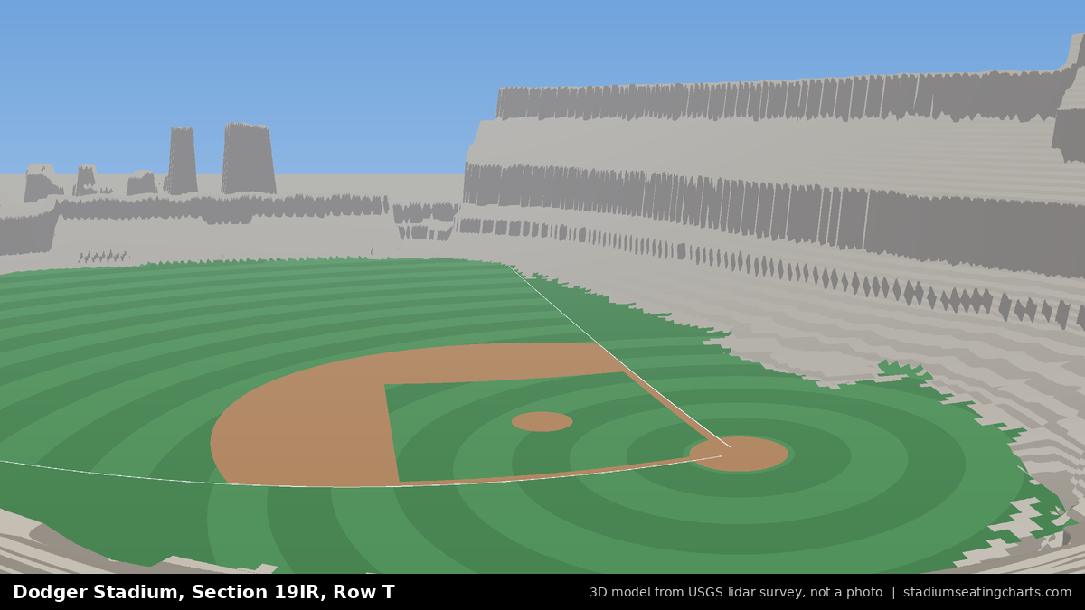 View from Dodger Stadium Section 19IR, Row T, looking toward the pitcher's mound