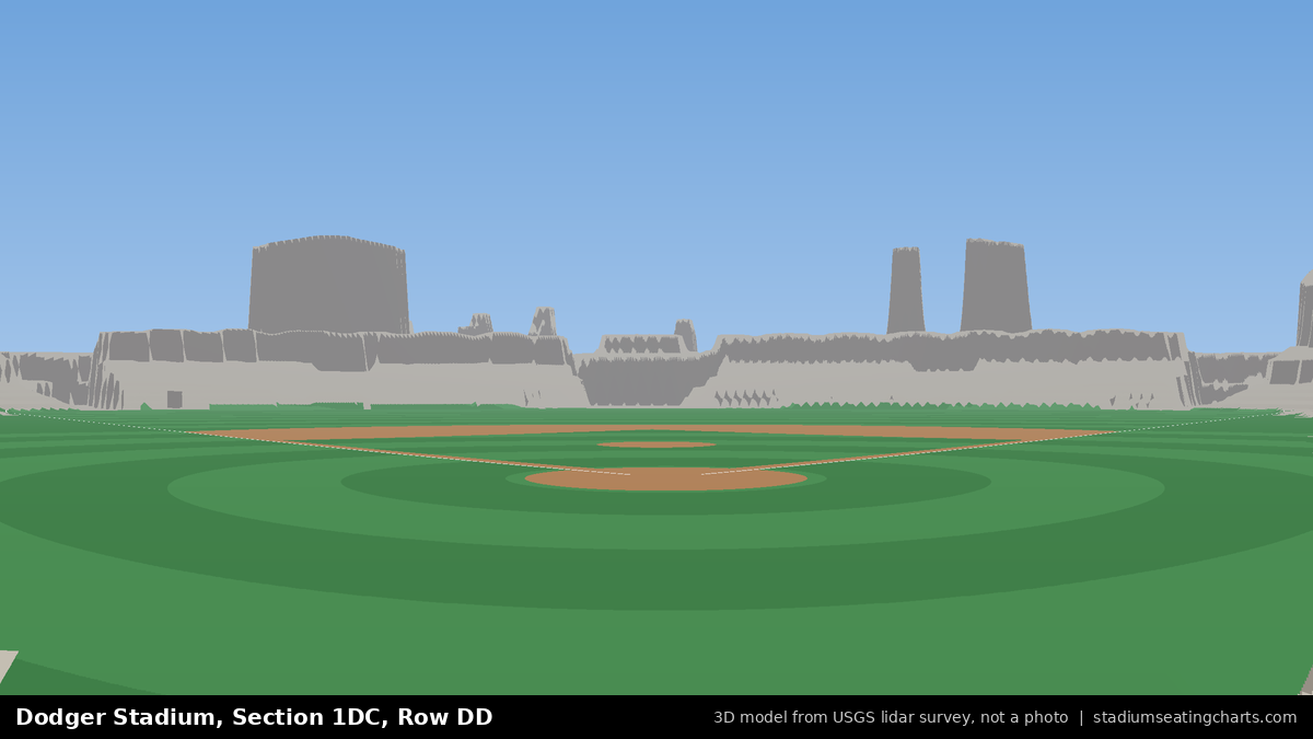 View from Dodger Stadium Section 1DC, Row DD, looking toward the pitcher's mound