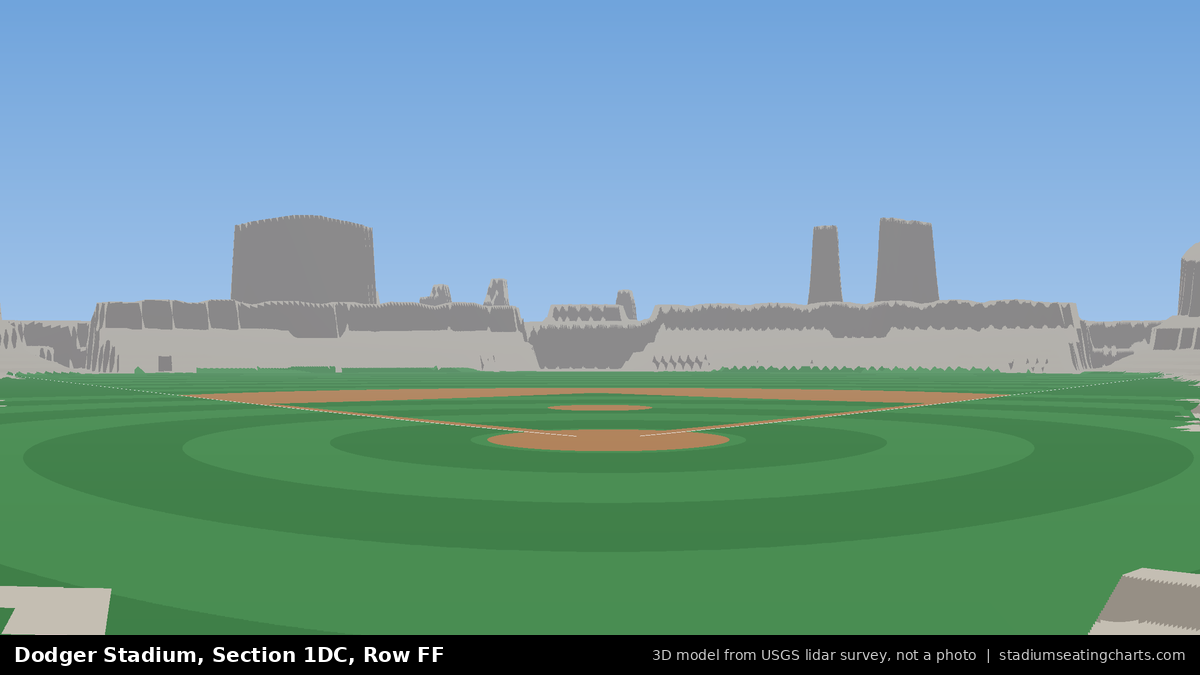 View from Dodger Stadium Section 1DC, Row FF, looking toward the pitcher's mound