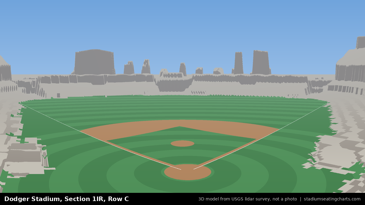 View from Dodger Stadium Section 1IR, Row C, looking toward the pitcher's mound