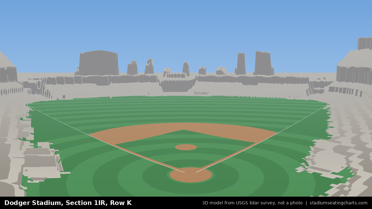 View from Dodger Stadium Section 1IR, Row K, looking toward the pitcher's mound